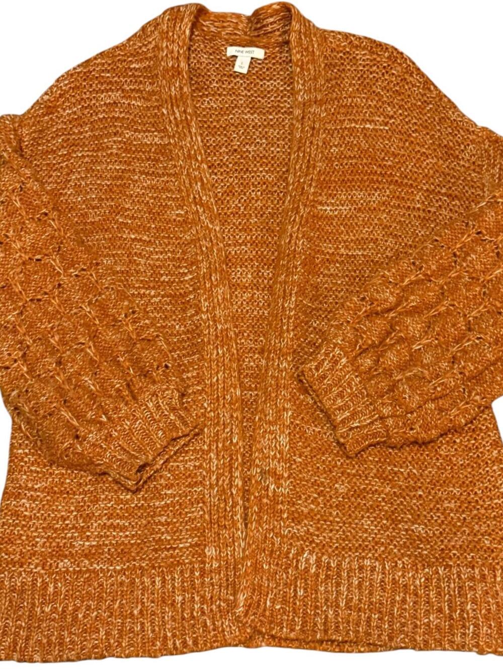 Nine West rust open knit cardigan women’s L balloon sleeve sweater